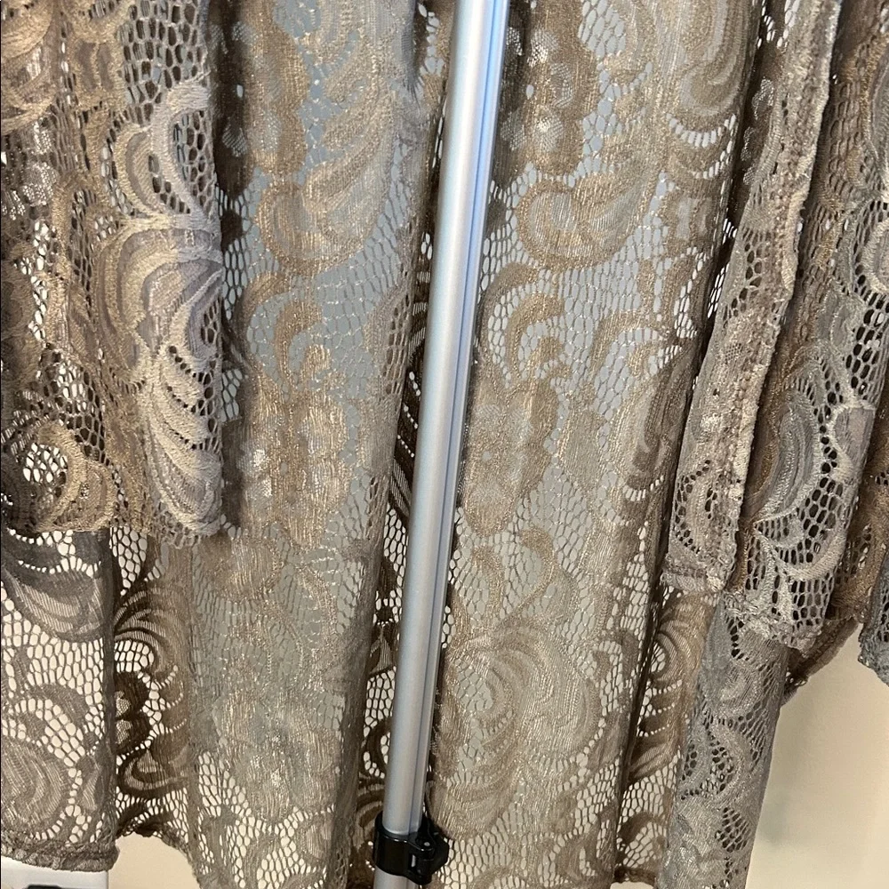 Elegant Lace Open-Front Cardigan - Tan - Picture 6 of 8